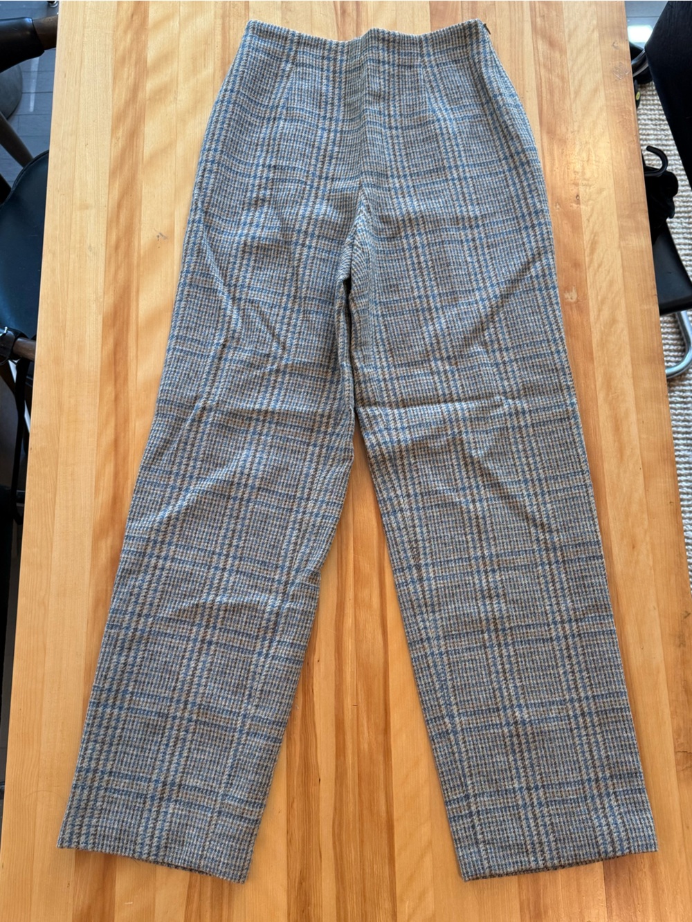 Talbots Gray and Blue Plaid Wide-Leg Trousers